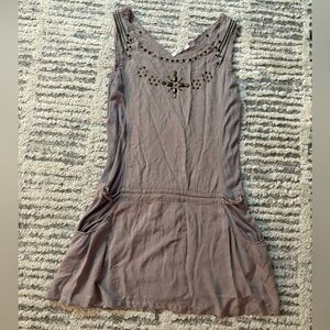 Mur mur taupe brown zipper tie waist dress tunic size M